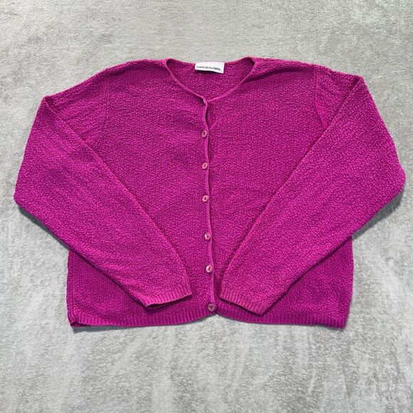 Vintage David Benjamin Button Up Cardigan Women’s 80s Boxy Grandmacore Pink - Picture 1 of 9